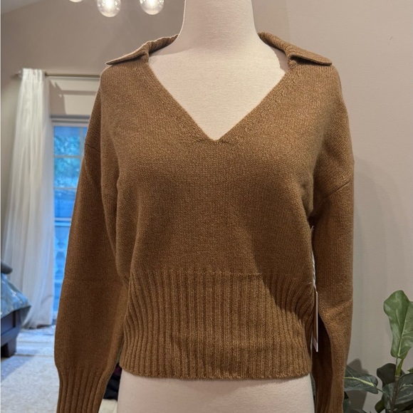 💋Reformation Beckie cashmere caramel tan light brown sweater size S - Picture 5 of 7